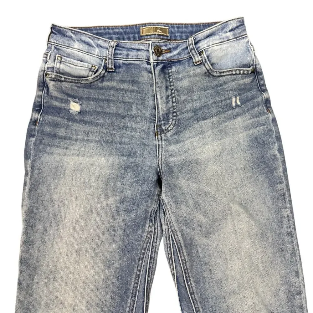 Kut From The Kloth Women’s 2 Distressed Straight Crop Jeans Light Wash Raw Hem - Picture 2 of 6